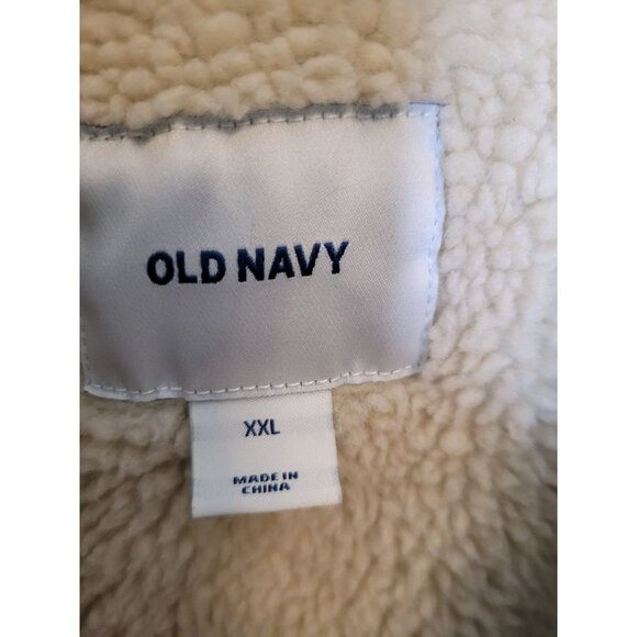 Old Navy Womens Sherpa Lined Denim Jacket XXL Trucker Biker Cabin Classic Preppy - Picture 3 of 5